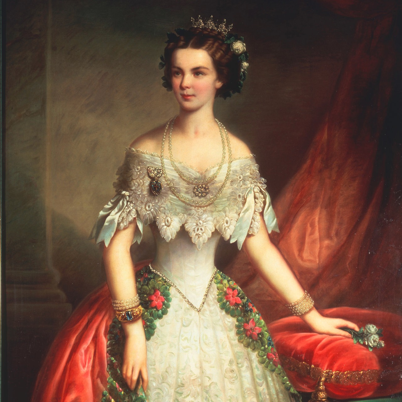 Gemälde von Kaiserin Elisabeth als Verlobte (1853/54 Wien/Anonym)
