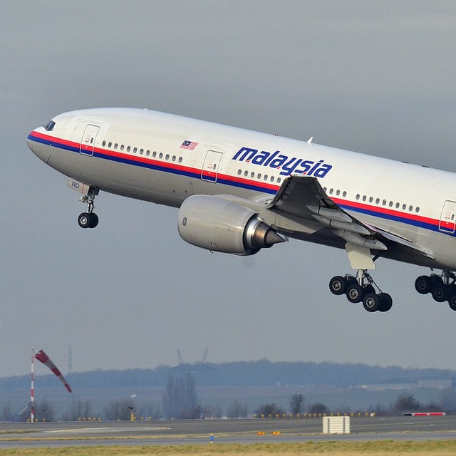 Abflug von Malaysia Airlines Boing 777 in Frankreich.