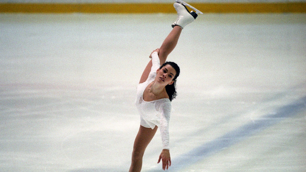 Eiskunstläuferin Nancy Kerrigan während ihrer Kür auf dem Eis 1994 in Lillehammer