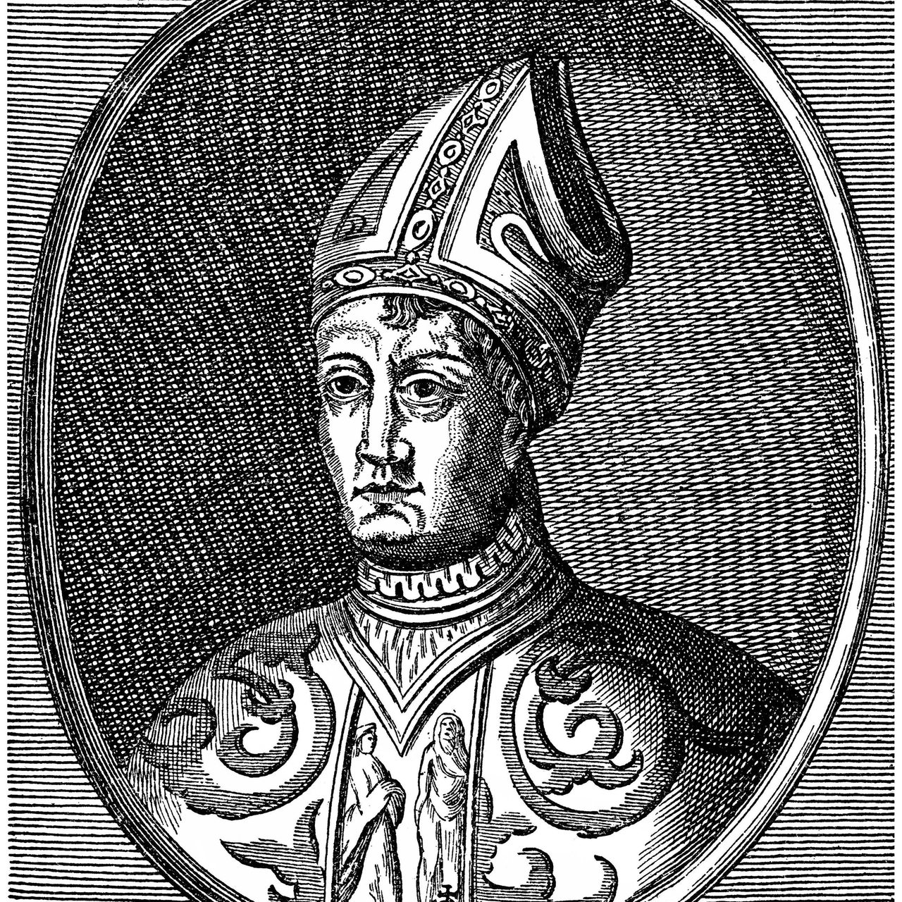 Radierung: Porträt von Papst Johannes XXII (1245-1334)