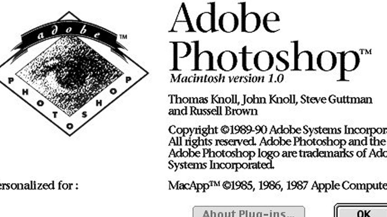 Startfenster von Photoshop 1.0 aus dem Jahre 1990 (Screenshot)